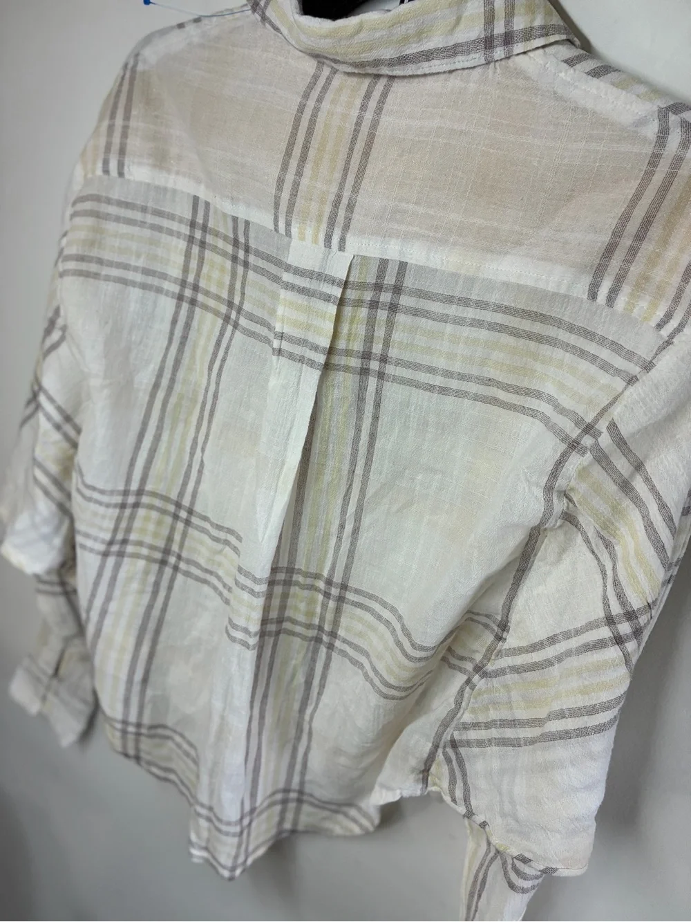 Free People Plaid Button-Down Shirt - Cream, Taupe, Pale Yellow